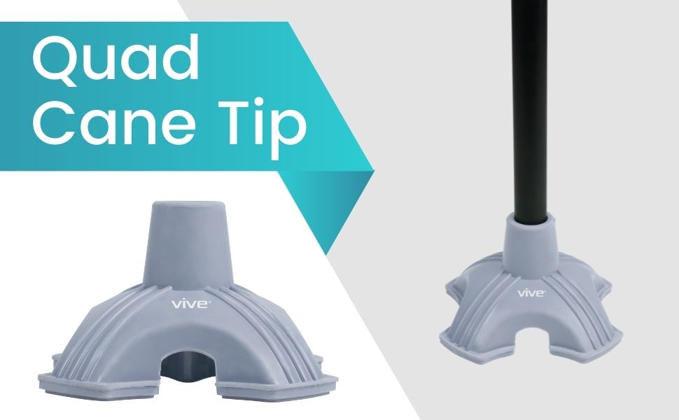 Vive Cane Tip Quad Rubber Replacement Foot Pad for Walking Canes