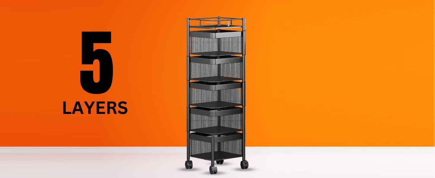 KWER Rotating Kitchen Trolley Kitchen Rack for Kitchen MultiPurpose