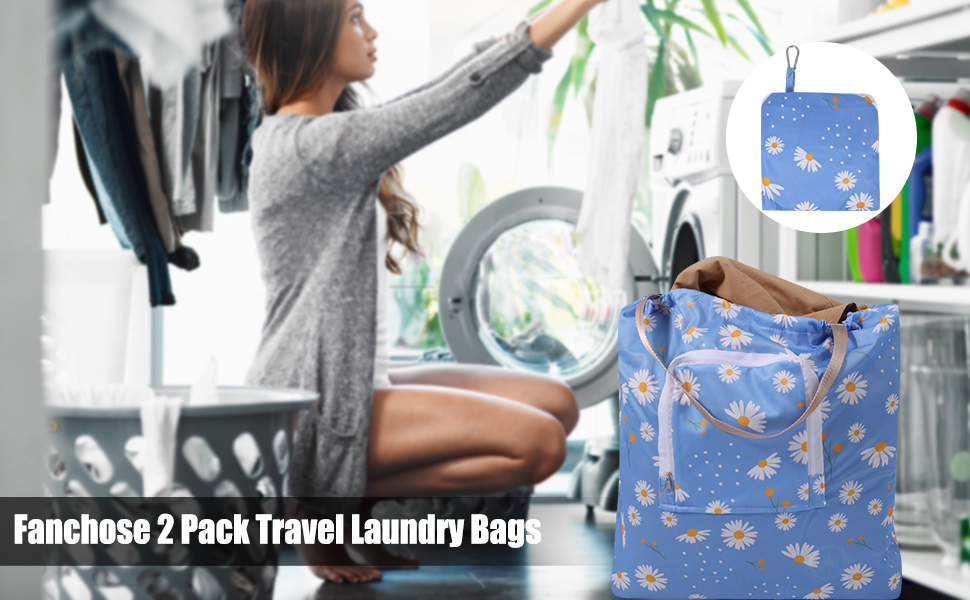 2Pcs Travel Laundry Bags for Dirty Clothes with Handle and Drawstring