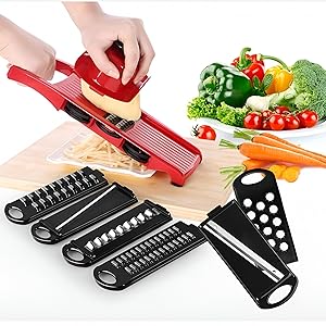 Cortador De Legumes Mandoline; Fatiador E Ralador 6 Em 1
