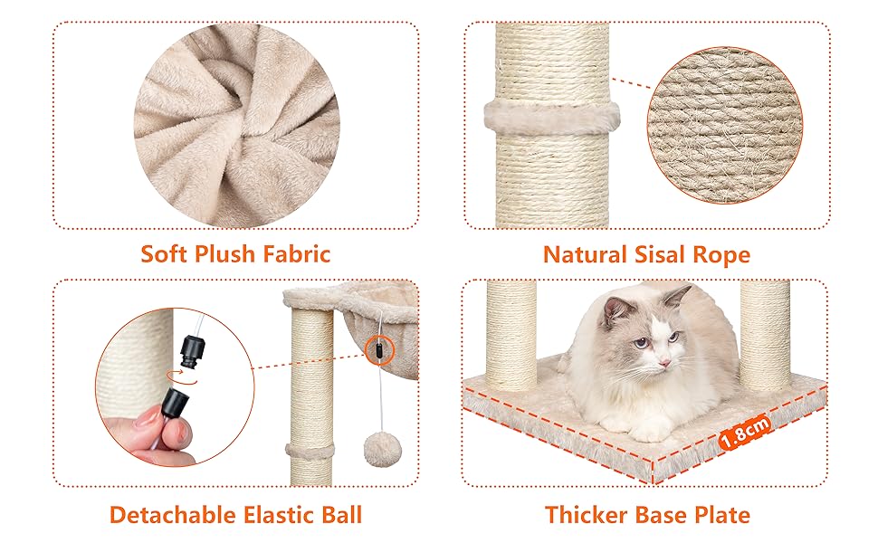 HOMIDEC Cat Scratching Post, 50cm Cat Tree with Cat Hammock Bed, Scratching Posts for Indoor