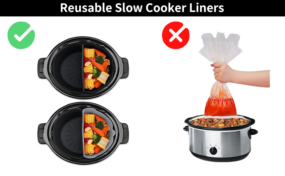 Slow Cooker Liner, Silicone Slow Cooker Divider Liners for Crockpot 6