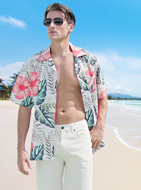 aptro men's 4 way stretch hawaiian shirt tropical beach shirts