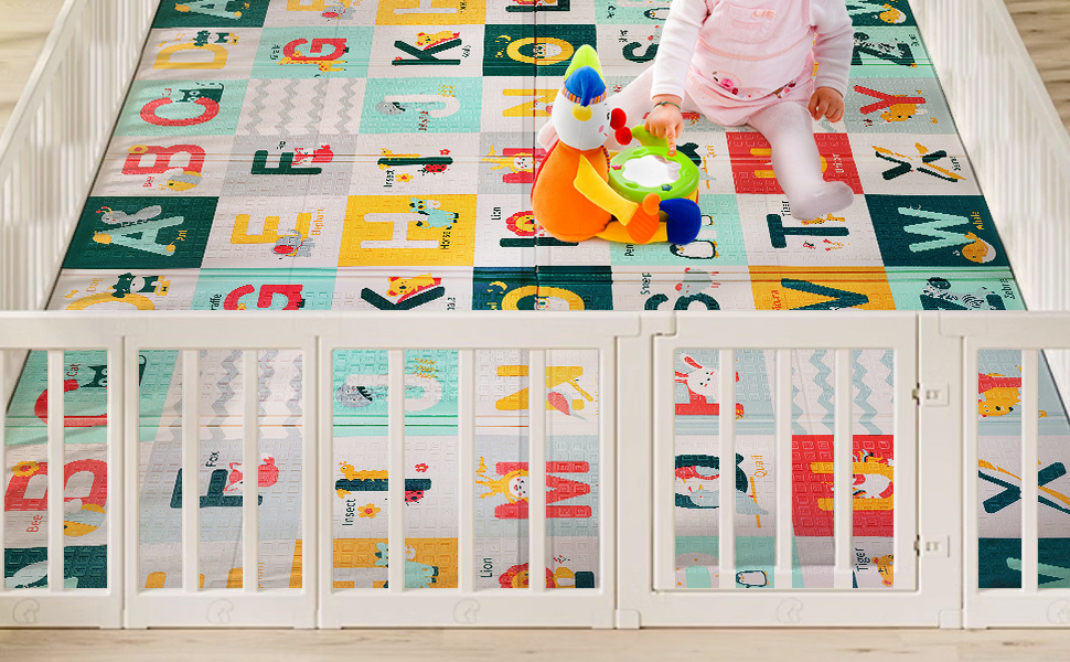 Baby Play Mat, Foldable Foam Mats Baby Crawling Playmats, 200x180CM×1CM