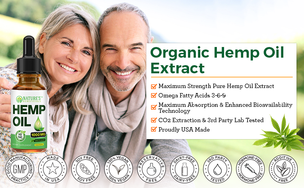 NATURE'S BENEFICIALS Organic Hemp Oil Extract Drops