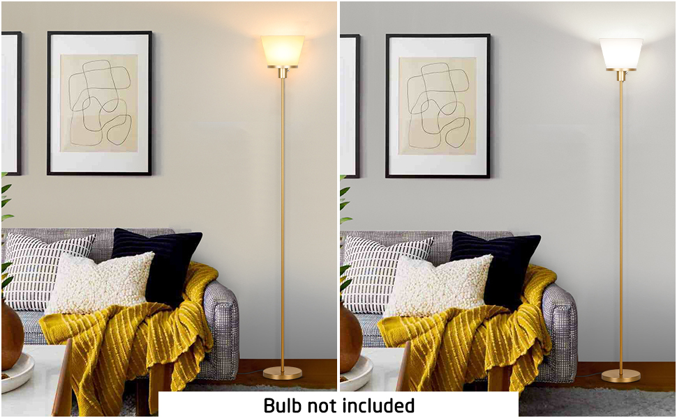 Kukobo Standing Lamp for Bedroom, Gold Floor Lamp with White Plastic
