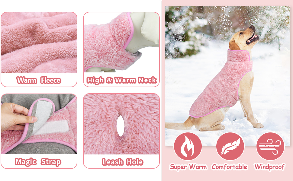 Malier Dog Winter Coat, Reversible Fleece Dog Cold Weather Coats Dog Jacket for