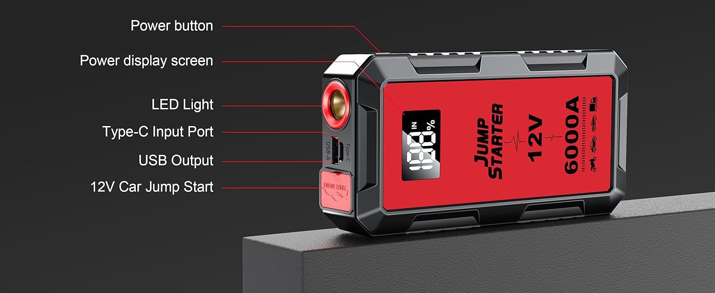 Car Jump Starter with Air Compressor