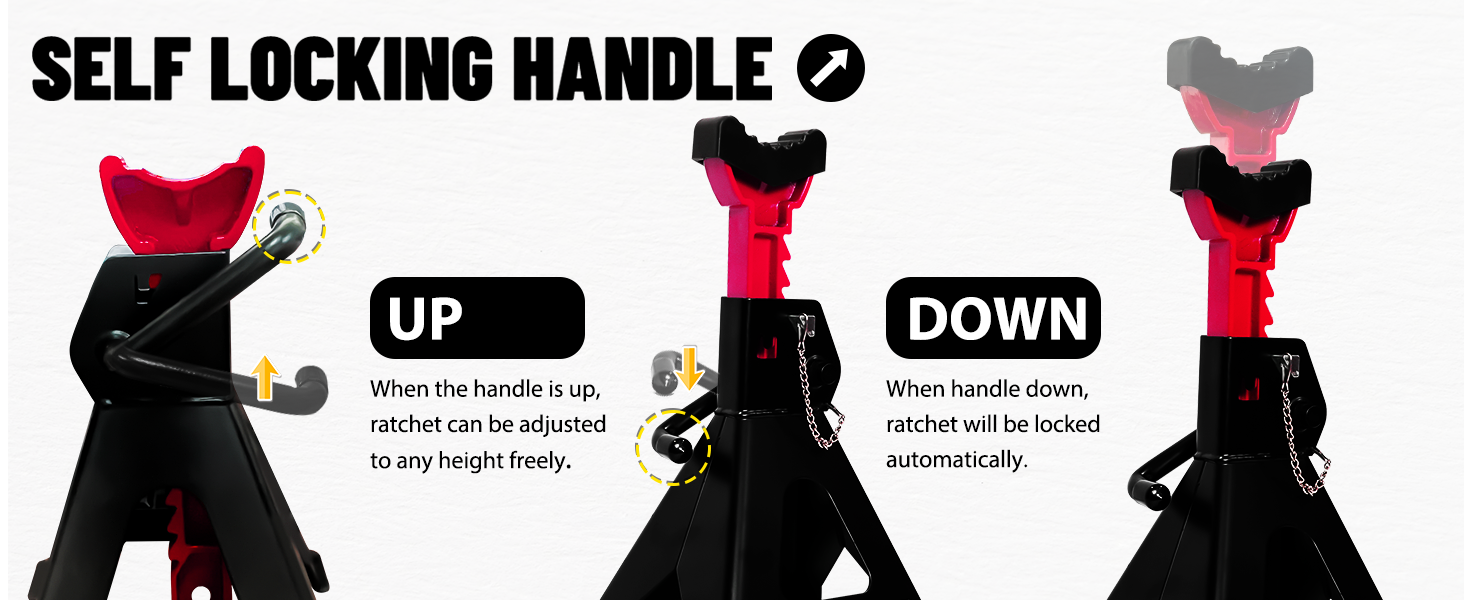 Jack Stands 6 Ton (13,200 LBs), 15.6&#34;-23.4&#34; Adjustable with Double Pin Locking