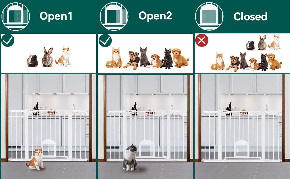 Babelio 2948" Extra Wide Baby Gate with Adjustable Cat Door, Easy