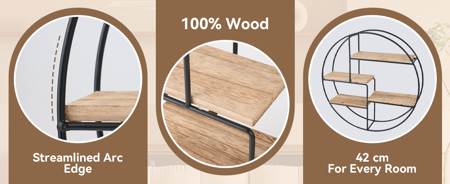 Hawthyhome Circle Wall Shelf Round with 4 Shelves