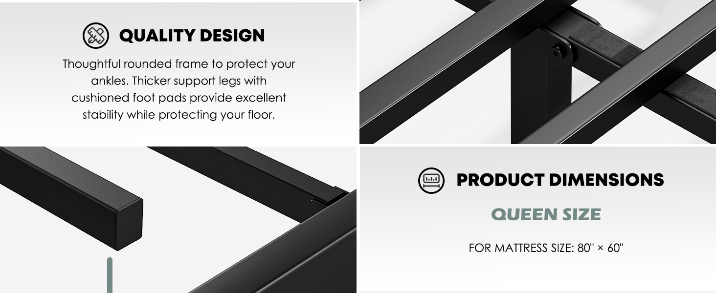 FSCHOS QueenBedFramewithHeadboard and Footboard, 18