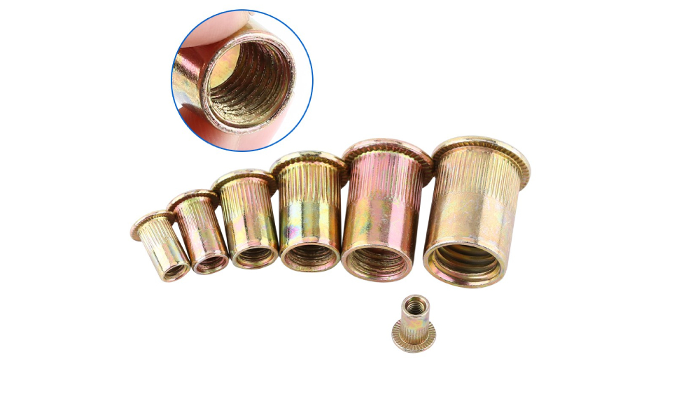 M3M12 Carbon Steel Flat Threaded Rivet Nut Flange Rivnut Knurled Steel