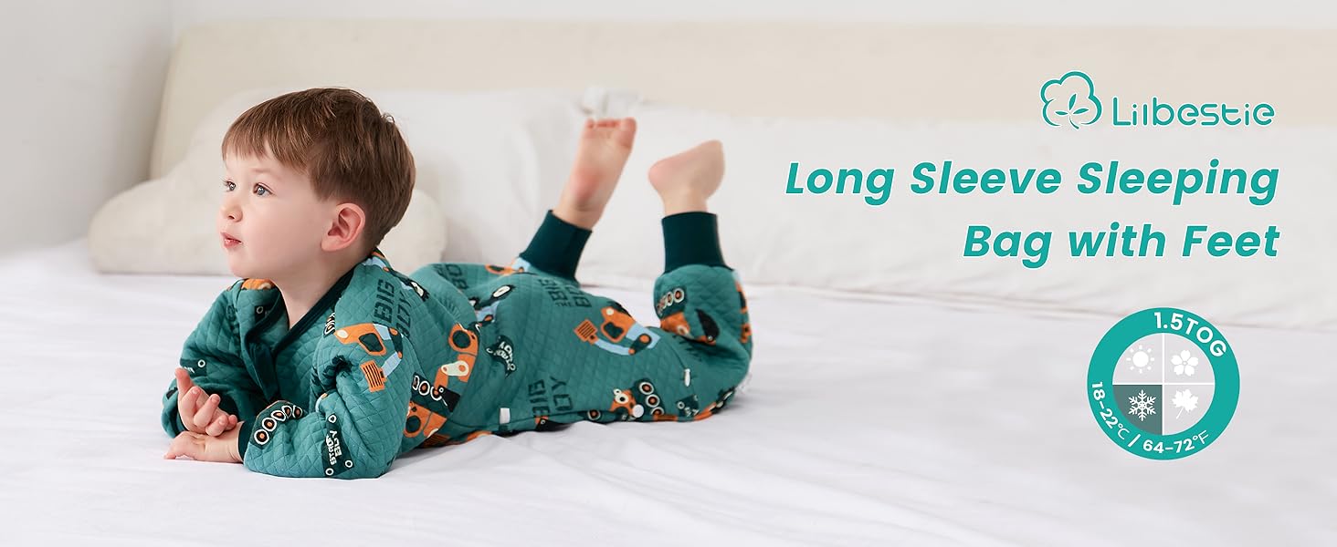 LILBESTIE Toddler Sleeping Bag, Soft Cotton Baby Sleep Bag with Feet 1.