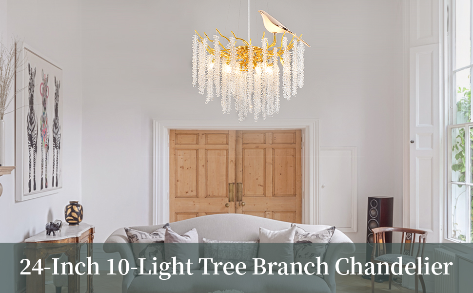 Modern Gold Crystal Chandelier,Tree Branch Chandelier,D24Inch 10