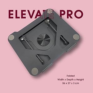 Elevate PRO Metal Laptop Stand with 360° Rotating Base | Adjustable Height & Angle | Hollow Design for Heat Dissipation | Anti-Slip Pads | Supports 12Kg | Universal Compatibility 91 pro8