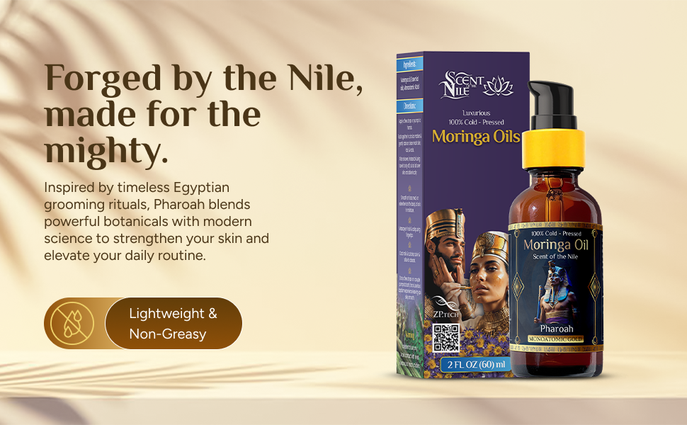 Pharaoh Moringa & Blue Lotus Essential Oil Ancient Egyptian Beauty Elixir for Glowing Skin and Hair