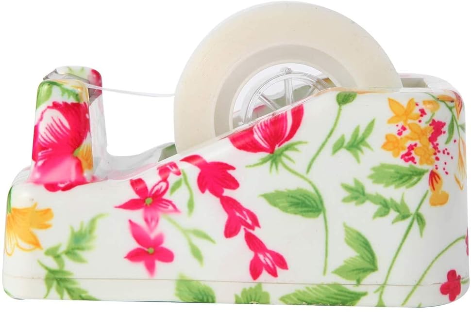 VIBRANZ-LAB Cute Tape Dispenser Desk Home Office Desk Supplies Fun Desk Accessories Floral 