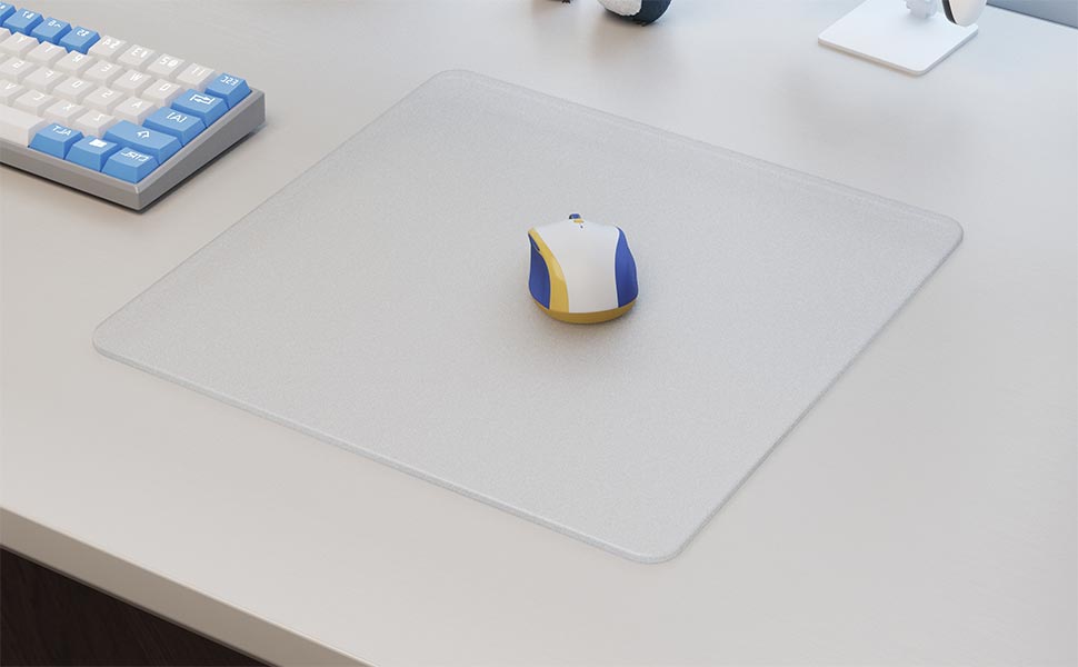 XIFOWE Glass Mouse Pad, Office And Gaming Hard Ultra Thin Mouse | 11.81"x9.45" | Frosted Clear | Mat Waterproof Fast And Accurate Control Mousepad, Special Tempered Glass Surface With High Speed