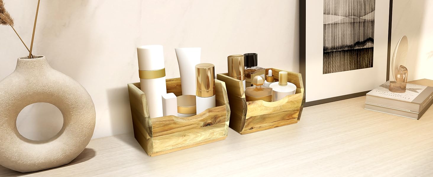 small storage bins used to store makeup products