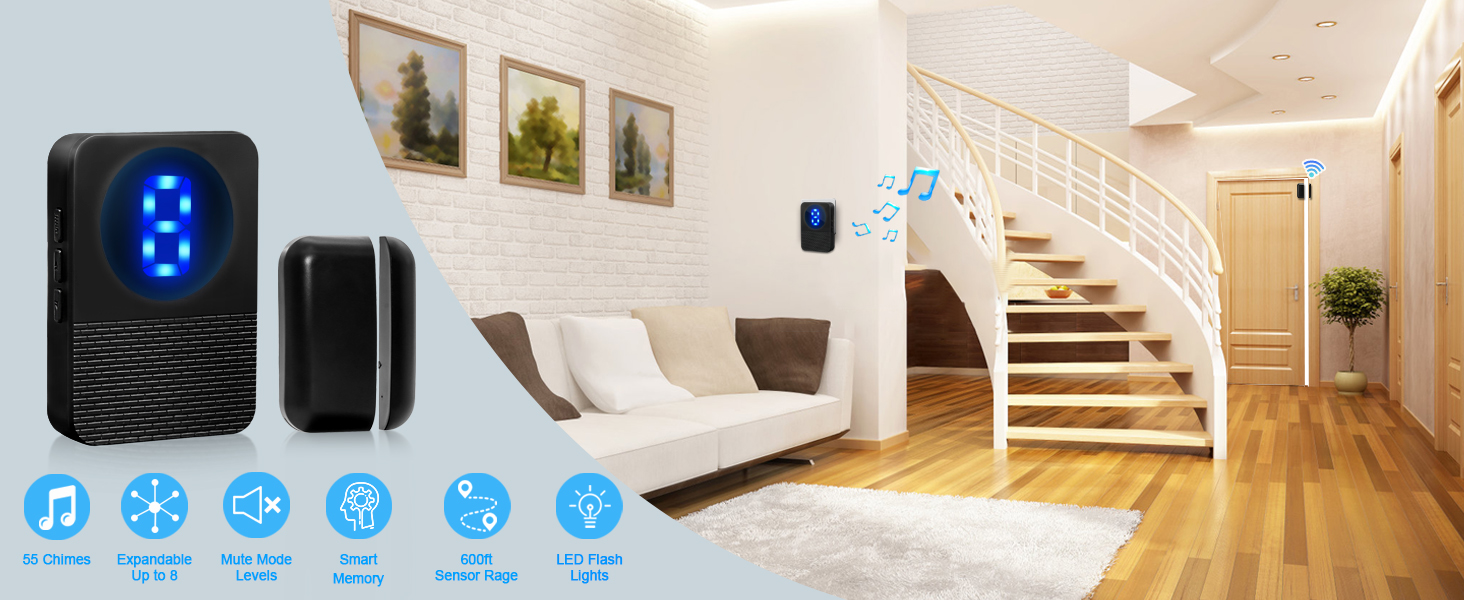 ChunHee Door Chime When Door Opens Wireless Door Window Open Contact