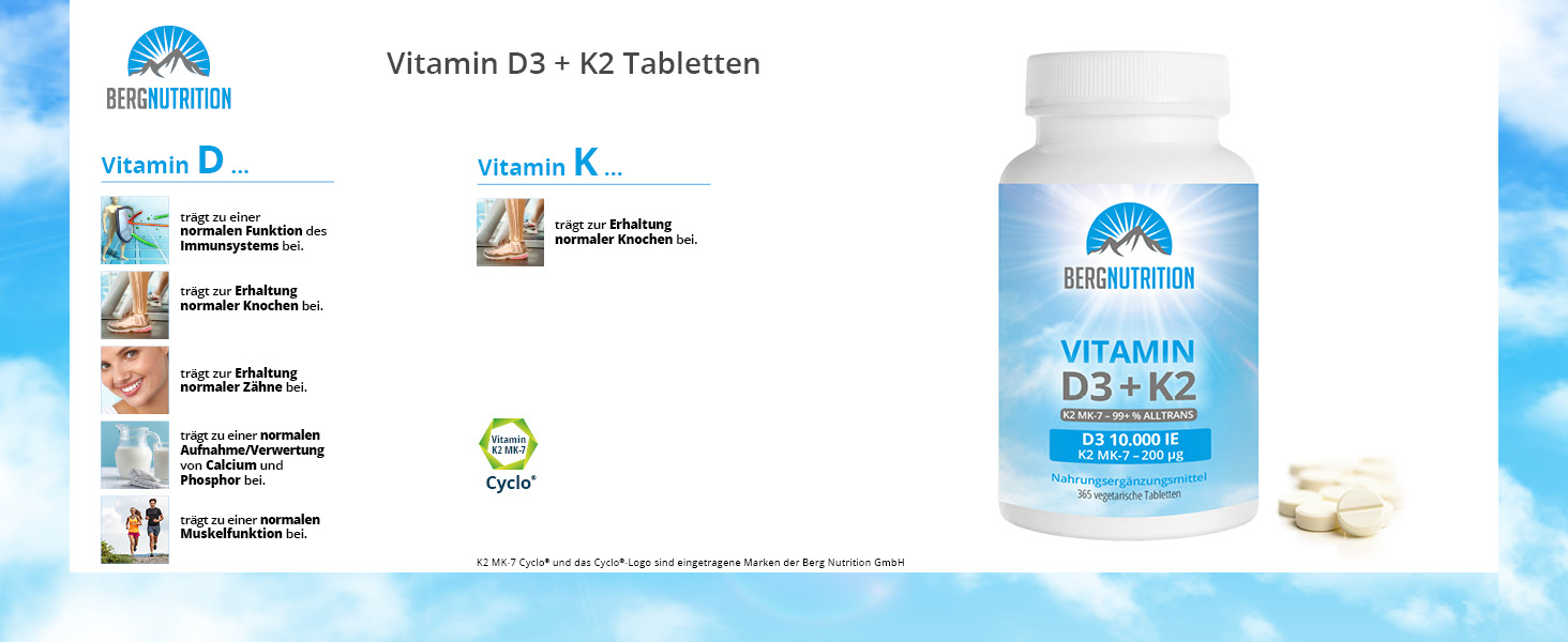 Berg Nutrition Vitamin D3 + K2 10.000 IE KPIs Zusammenfassung
