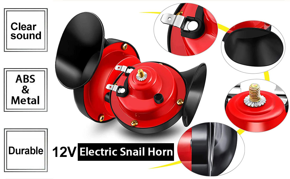 Car Horn Electric Snail Horn 2 Pack Super Loud Train Horn