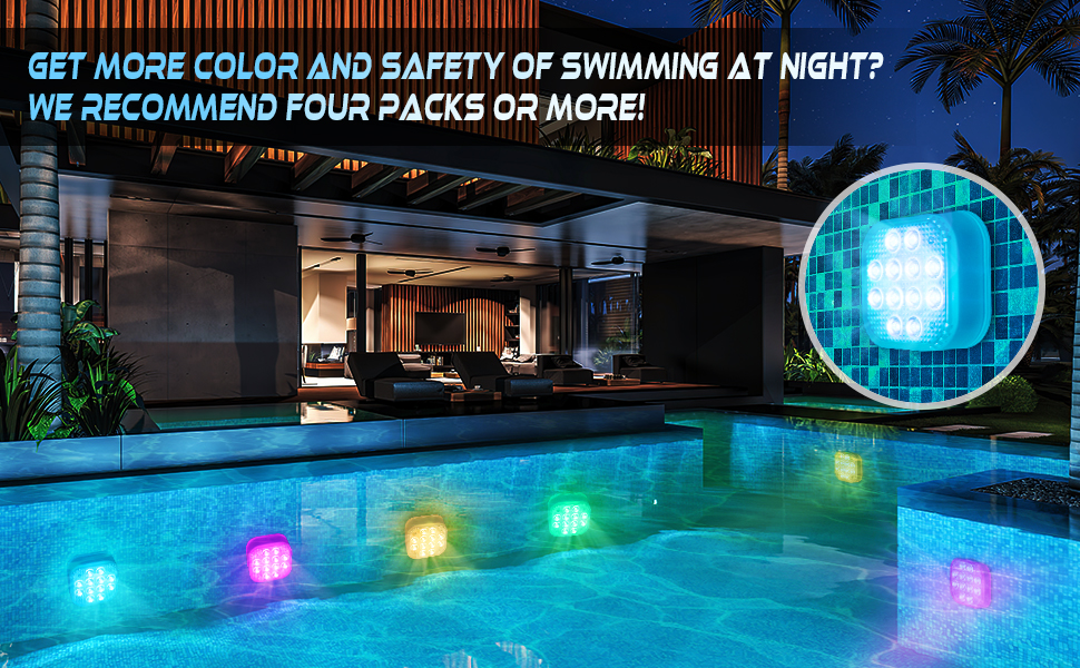 VIDOME Rechargeable Submersible Led Lights, Pool Lights