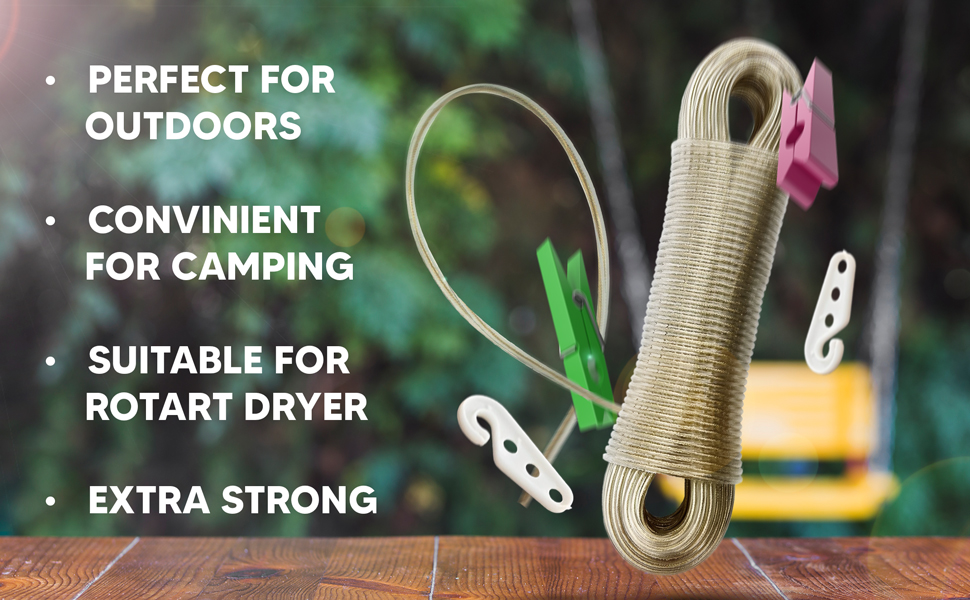 ONE Washing Line Cord Long & Extra Strong Steel Cloths Line Wire for