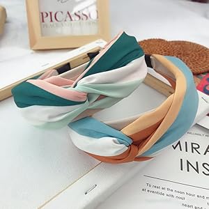  Damen Breit Vintage Stoff Haarbänder