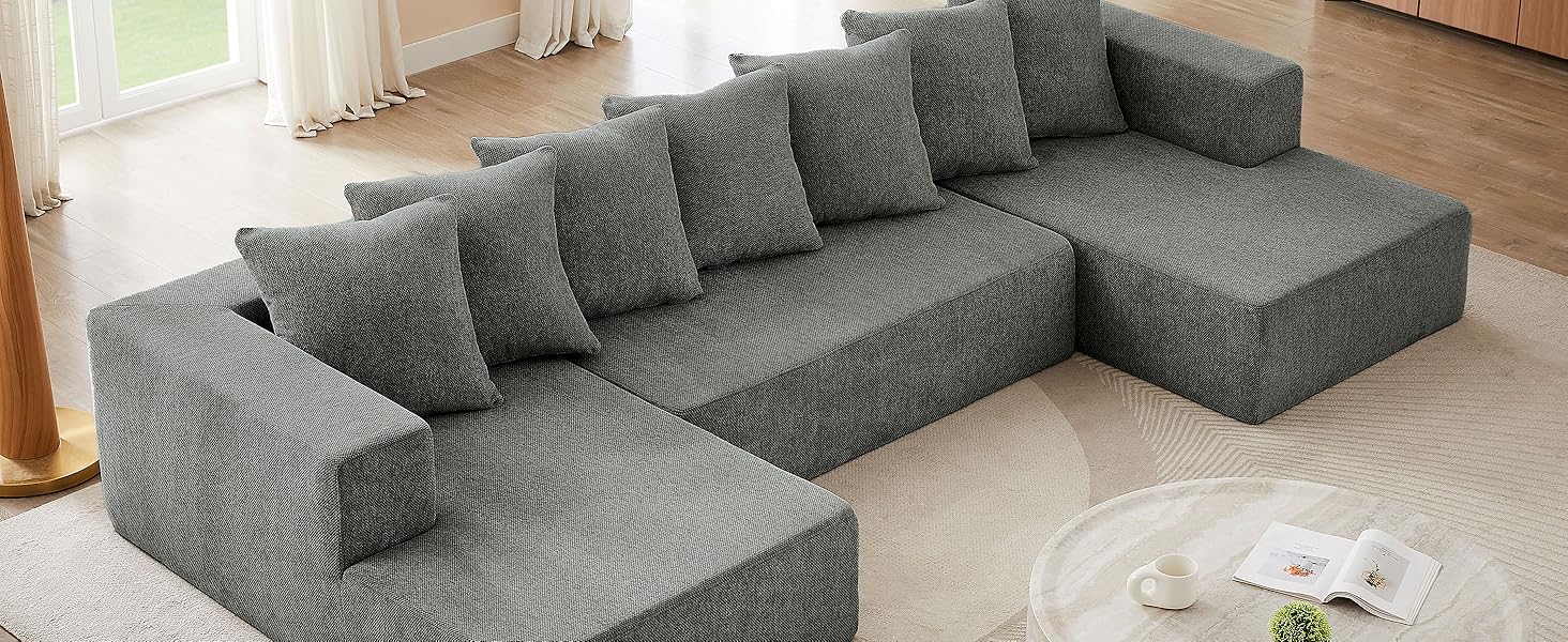 PUG258Y Sectional Modular Sofa Couch Bed 74" Boneless 4