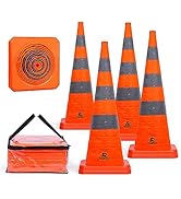 RoadHero 36 Inch 4 Pack Collapsible Traffic Safety Cones, Multi Purpose Pop-up Cones with Reflect...