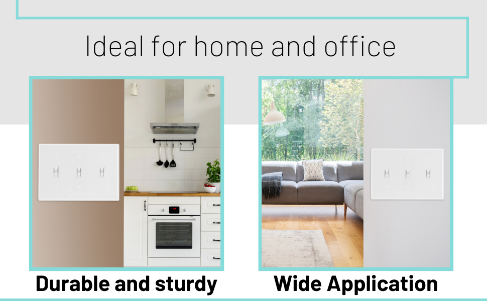 Bates Triple Light Switch Wall Plate, 3 Pack, White, Triple Light