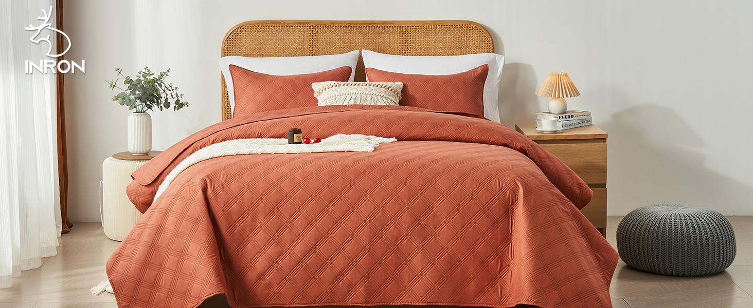 inron Queen Quilt Bedding Set,Soft Ultrasonic Full/Queen