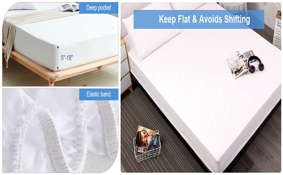Mattress Protector, Waterproof Mattress Protector Noiseless Soft Breathable, Full
