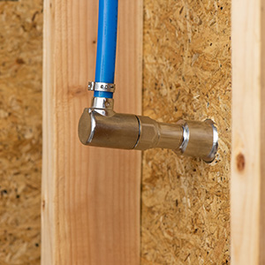 Pex Crimp inlet connected to pex tubing