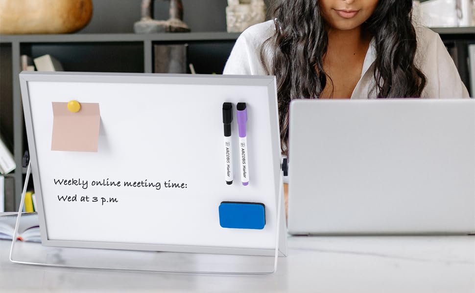 ARCOBIS Dry Erase White Board with Stand, 12" x 16" Weekly