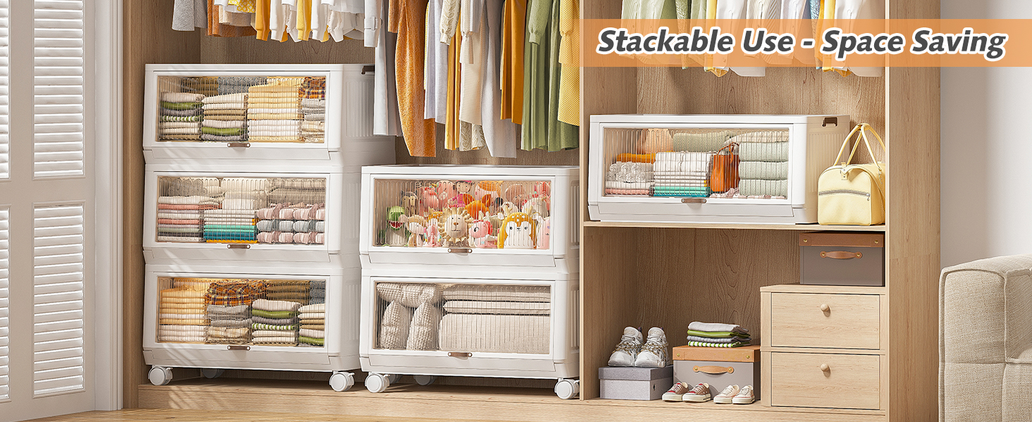 EnHomee Stackable Storage Bins with Lids 85gal, Plastic