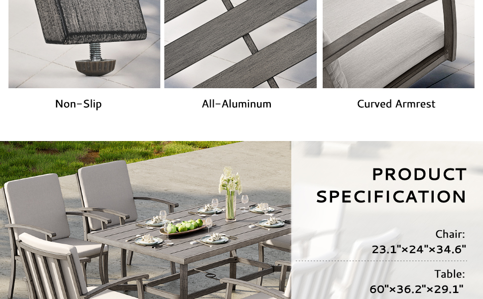 LUXIJOY 7Piece Outdoor Patio Dining Set, Aluminum Patio