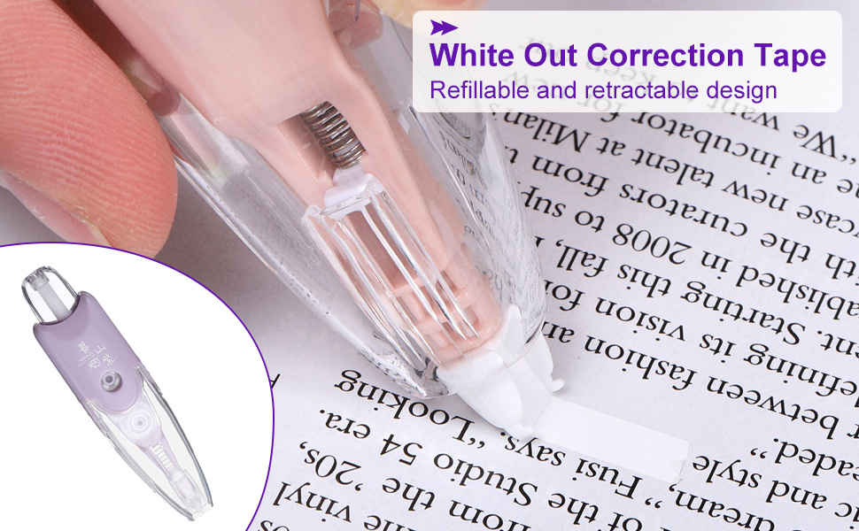 PATIKIL White Out Correction Tape, 1 Set Eraser Tape