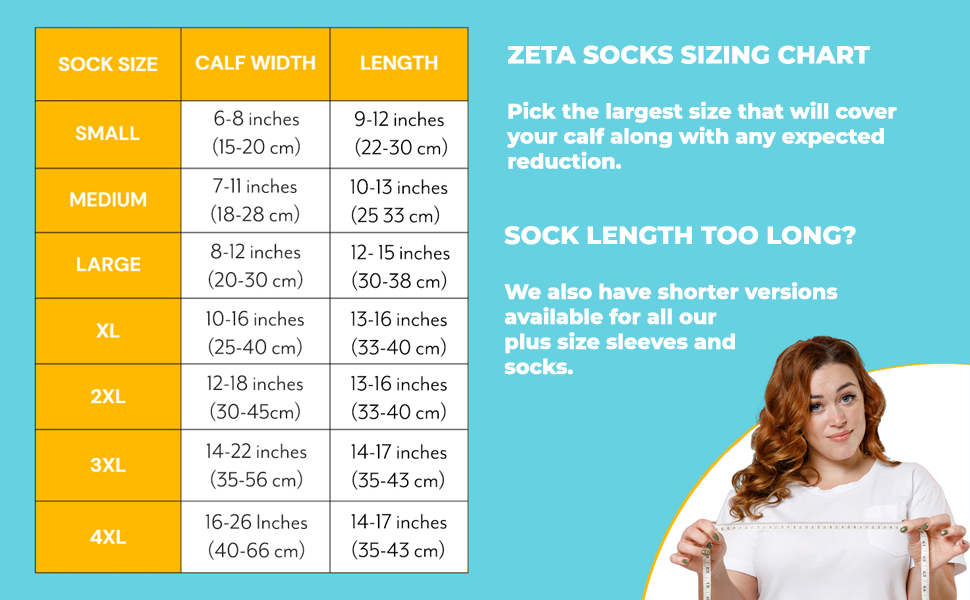 Zeta Wear Plus Size Support Socks Wide Calf Compression, Great for