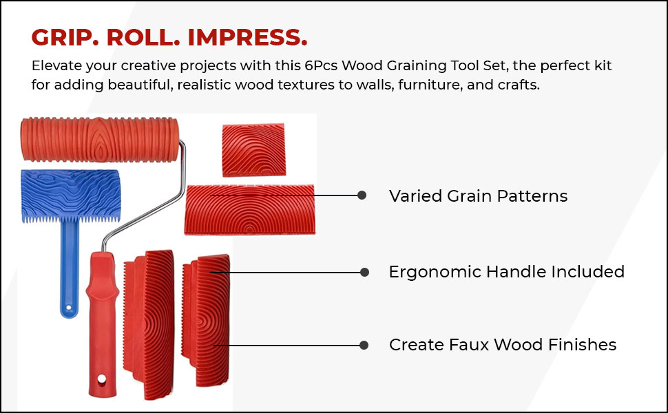 SPN-JGSP 6Pcs Wood Graining Tool Set,  