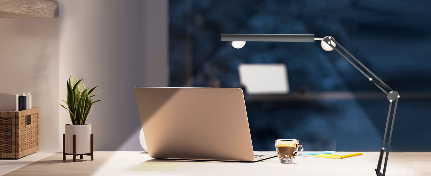 YESDEX LED Desk Lamp with Clamp, EyeCaring Clipon Reading Lamp, with