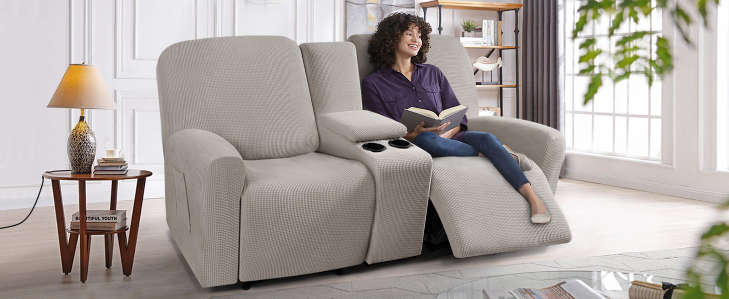 TAOCOCO Recliner Loveseat Cover with Middle Console Sofa