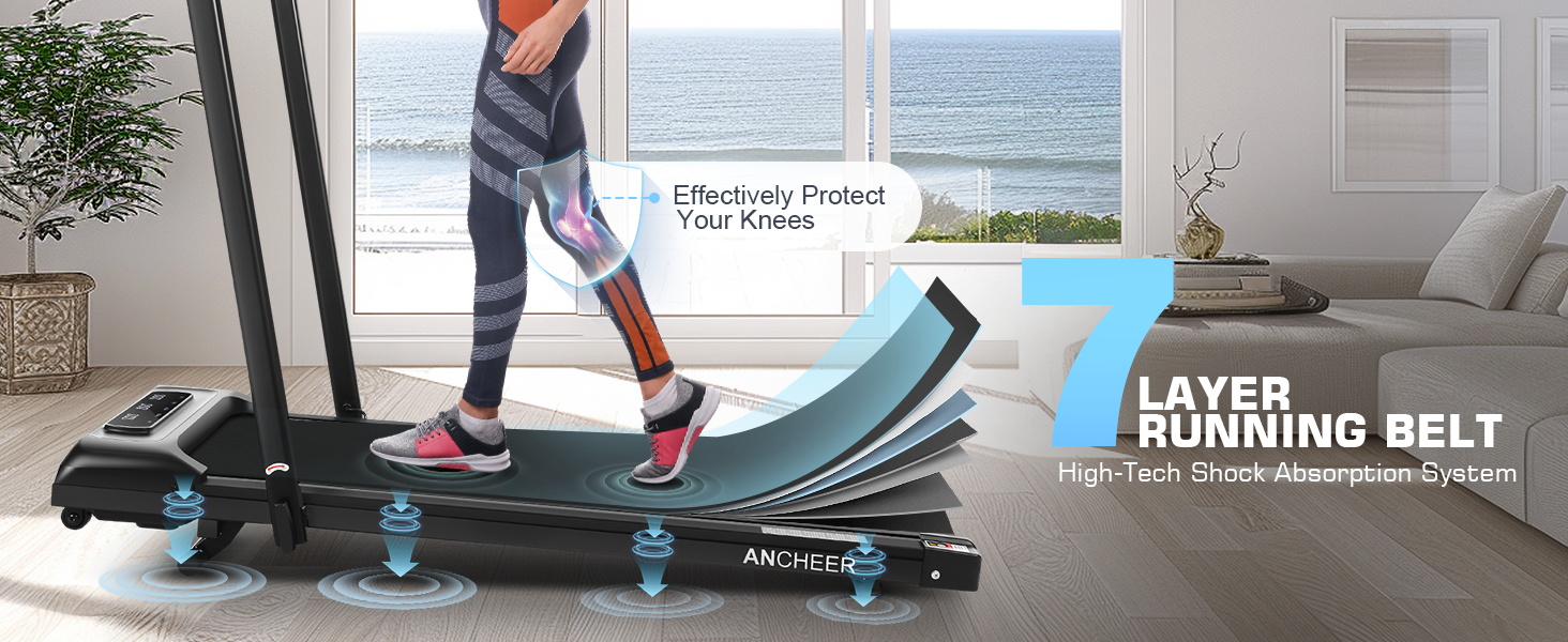 7-Layer Shock Absorption Treadmill &amp; Noise Reduction