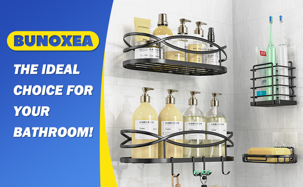 Bunoxea Shower Caddy, Shower shelves 4Pack,Adhesive Shower