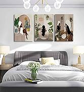 WSTUKVV 3Pcs Black Girl Bathroom Wall Art Boho Black Woman Posters Pictures African American Canv...