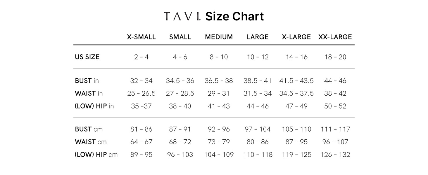 tavi size chart