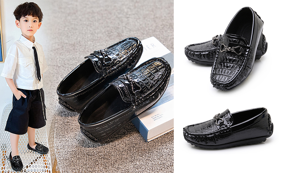 Kids Girls Boys Slip-on Loafers Oxford PU Leather Flats Shoes Casual Moccasin Shoes for Toddler Kid