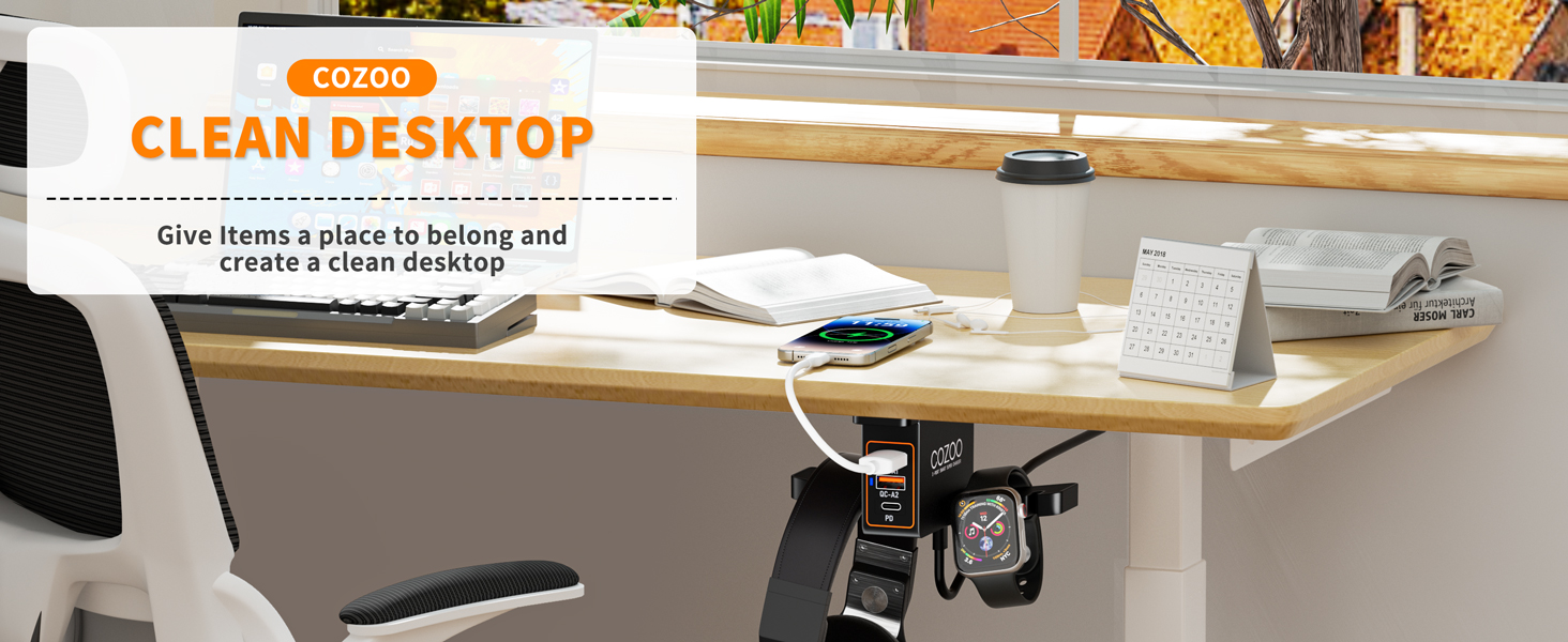 under desk Headphone Stand with USB Charger